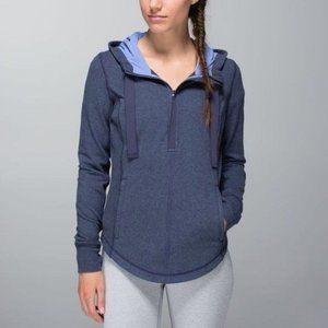 Lululemon Post Sweat Pullover Heathered Cadet Blue 1/2 Zip Hoodie Pocket Size 6